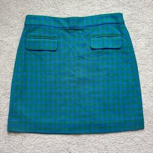 J. Crew New Blue and Green Checkered Mini Skirt Sz 10